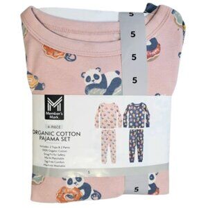 MEMBER'S MARK 4-Piece Organic Cotton Pajama Set - New In Package Girl's Size 5